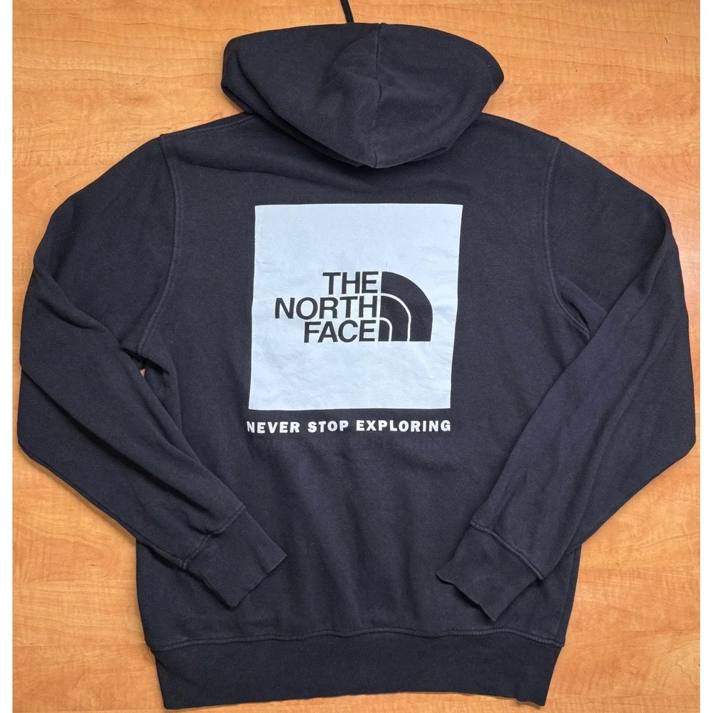 The North Face Mens Red Box Pullover Hoodie Black Small Graphic Sweatshirt